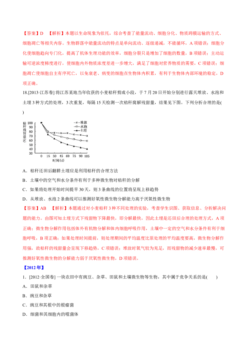 专题10种群和群落及生态系统-十年（2012-2021）高考生物真题分项汇编（全国通用）（解析版）_高考真题分类汇编(2012-2022)生物_高考真题分项汇编(2012-2021)生物