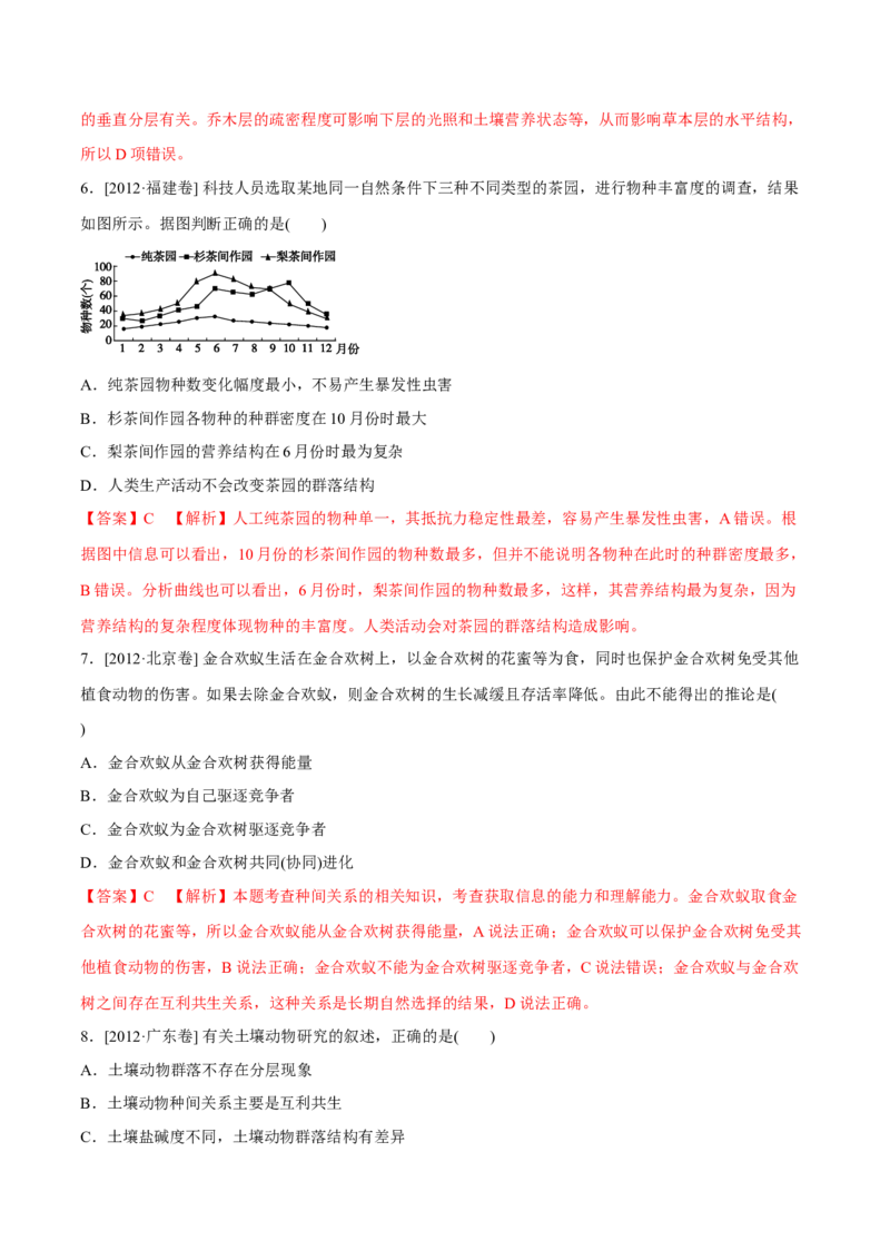 专题10种群和群落及生态系统-十年（2012-2021）高考生物真题分项汇编（全国通用）（解析版）_高考真题分类汇编(2012-2022)生物_高考真题分项汇编(2012-2021)生物