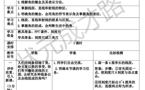 第1课时线段、直线、射线和角_1-6年级上册_数学4年级上册教学资源包_导学案新版_3角的度量