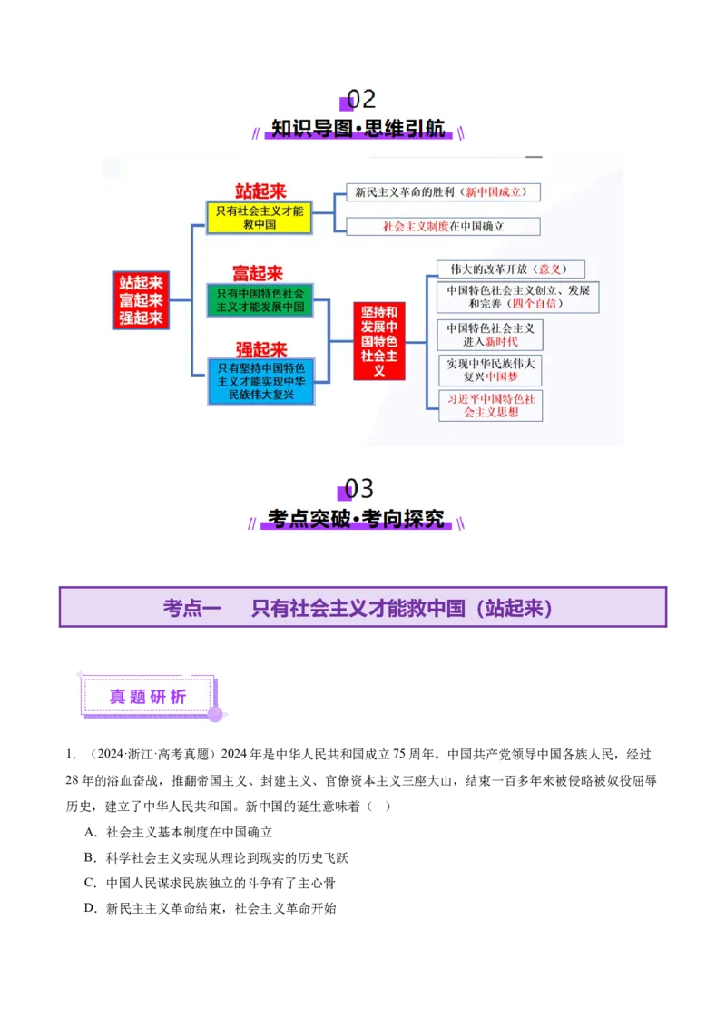 专题二中国社会主义的发展历程&mdash;站起来、富起来、强起来（讲义）（解析版）_42025年新高考资料_二轮复习_上好课2025年高考政治二轮复习讲练测（新高考通用）338376762
