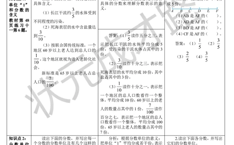 第2课时分数的产生和意义（2）_1-6年级下册_R5数下新插图版_R5数下教案+学案_导学案_4分数的意义和性质_1.分数的意义