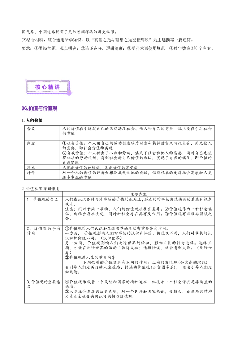 专题09认识社会与价值选择（讲义）（原卷版）_42025年新高考资料_二轮复习_上好课2025年高考政治二轮复习讲练测（新高考通用）338376762