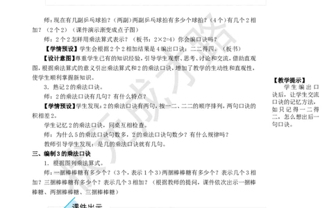 第2课时2、3的乘法口诀_1-6年级上册_数学2年级上册教学资源包（新教材2025秋）_旧教材课件_名师教学设计新版_4表内乘法（一）_2.2-6的乘法口诀