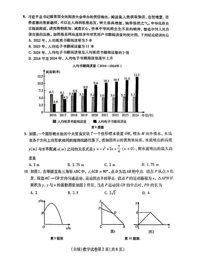2025年甘肃省白银市中考数学试题_2.2015-2025年中考数学_2.2025各省市数学_甘肃