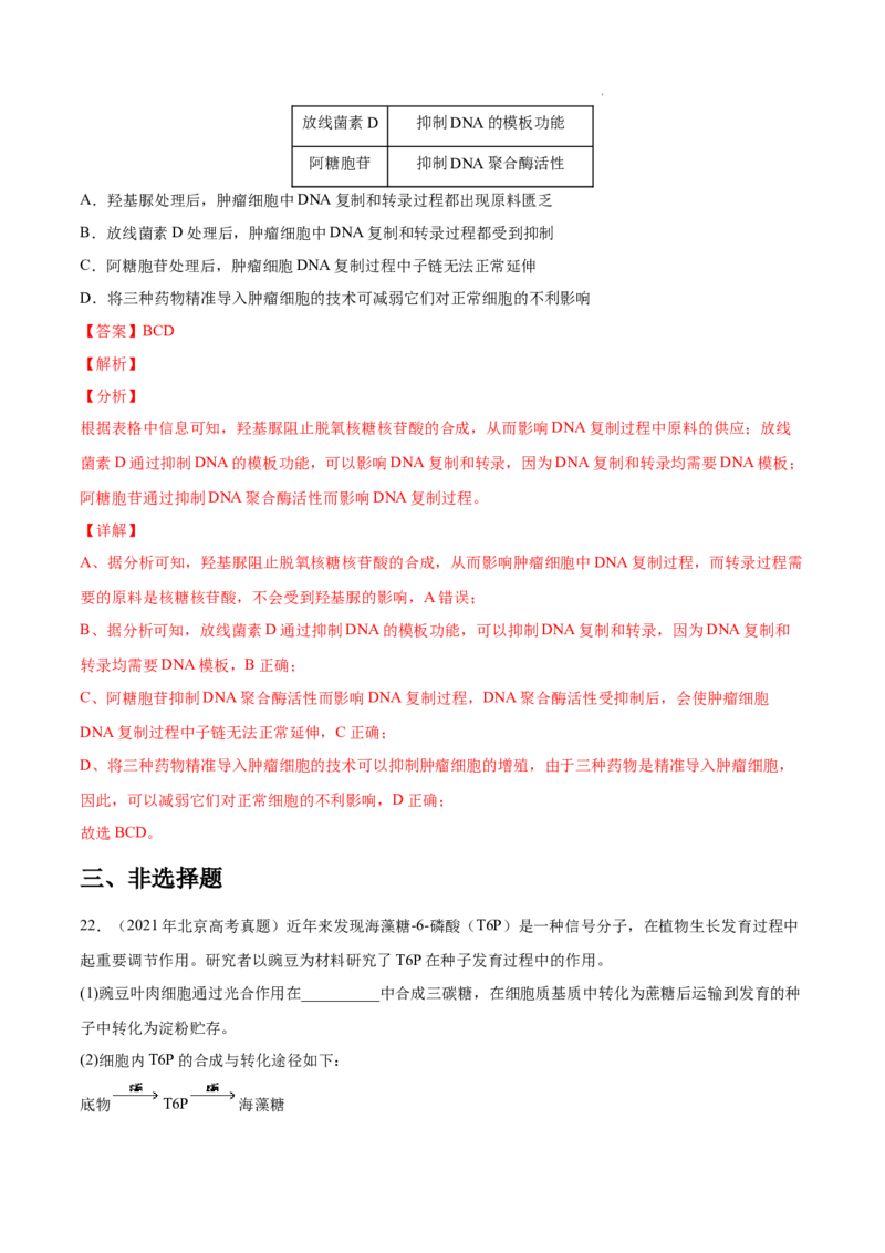 专题05遗传的分子基础-三年（2020-2022）高考真题生物分项汇编（全国通用）（解析版）_高考真题分类汇编(2012-2022)生物_高考真题分项汇编(2020-2022)生物
