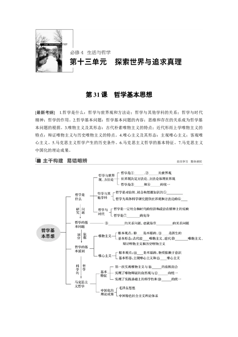 86第十三单元探究世界与追求真理第31课　哲学基本思想_通用版（老高考）复习资料_2023年复习资料_一轮+二轮_政治高三一轮复习系列_政治高三一轮复习系列《一轮复习讲义》（学生版）