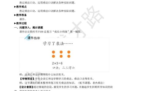 第2课时表内乘法_1-6年级上册_数学2年级上册教学资源包（新教材2025秋）_旧教材课件_名师教学设计新版_9总复习