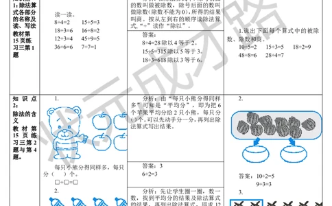 练习课（1-5课时）_1-6年级下册_R2数下新插图版_旧教材资源_R2数下教案+学案_导学案_2表内除法（一）_1.除法的初步认识