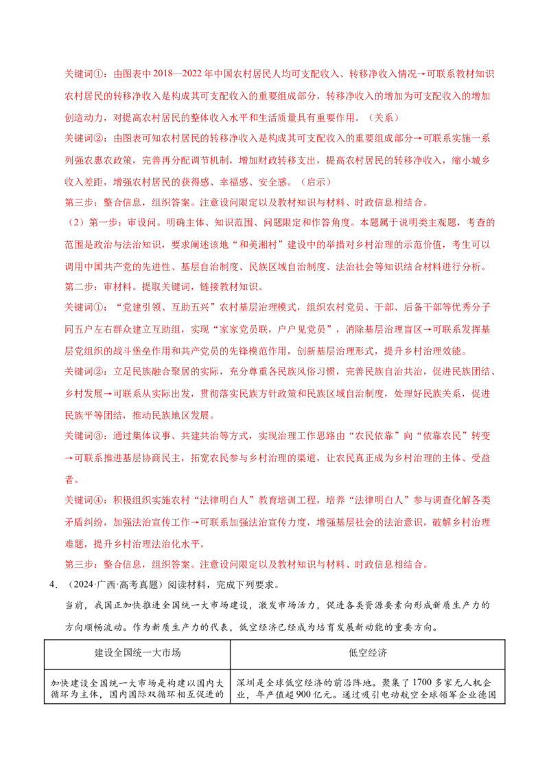 专题二主观题高分策略（练习）（解析版）_42025年新高考资料_二轮复习_上好课2025年高考政治二轮复习讲练测（新高考通用）338376762