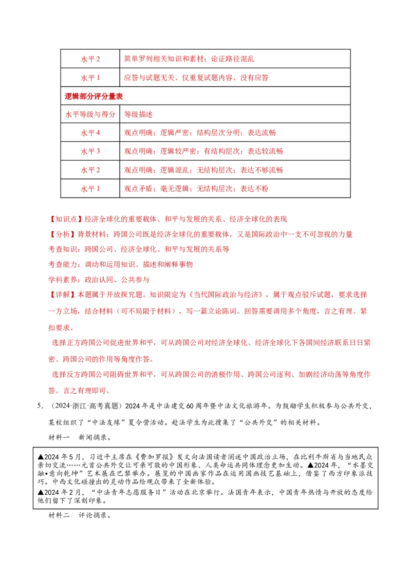 专题二主观题高分策略（练习）（解析版）_42025年新高考资料_二轮复习_上好课2025年高考政治二轮复习讲练测（新高考通用）338376762