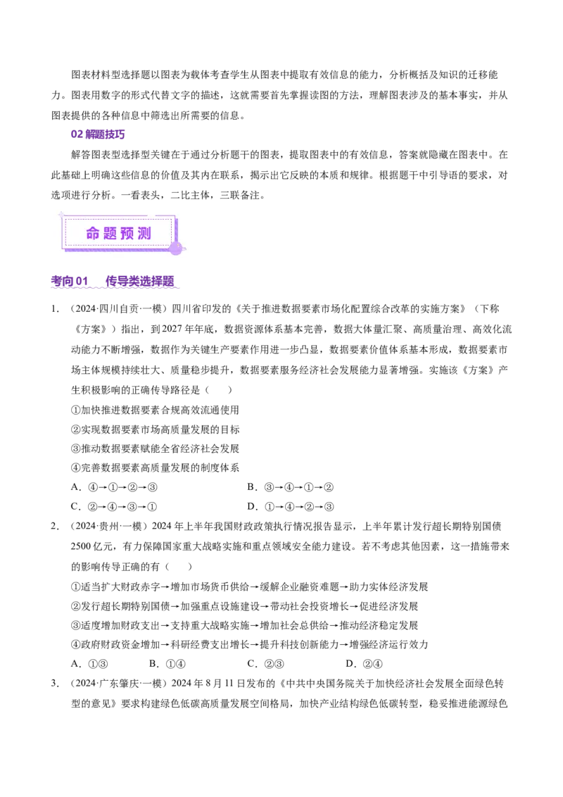 专题一客观题解题妙招（讲义）（原卷版）_42025年新高考资料_二轮复习_上好课2025年高考政治二轮复习讲练测（新高考通用）338376762_第二部分题型突破