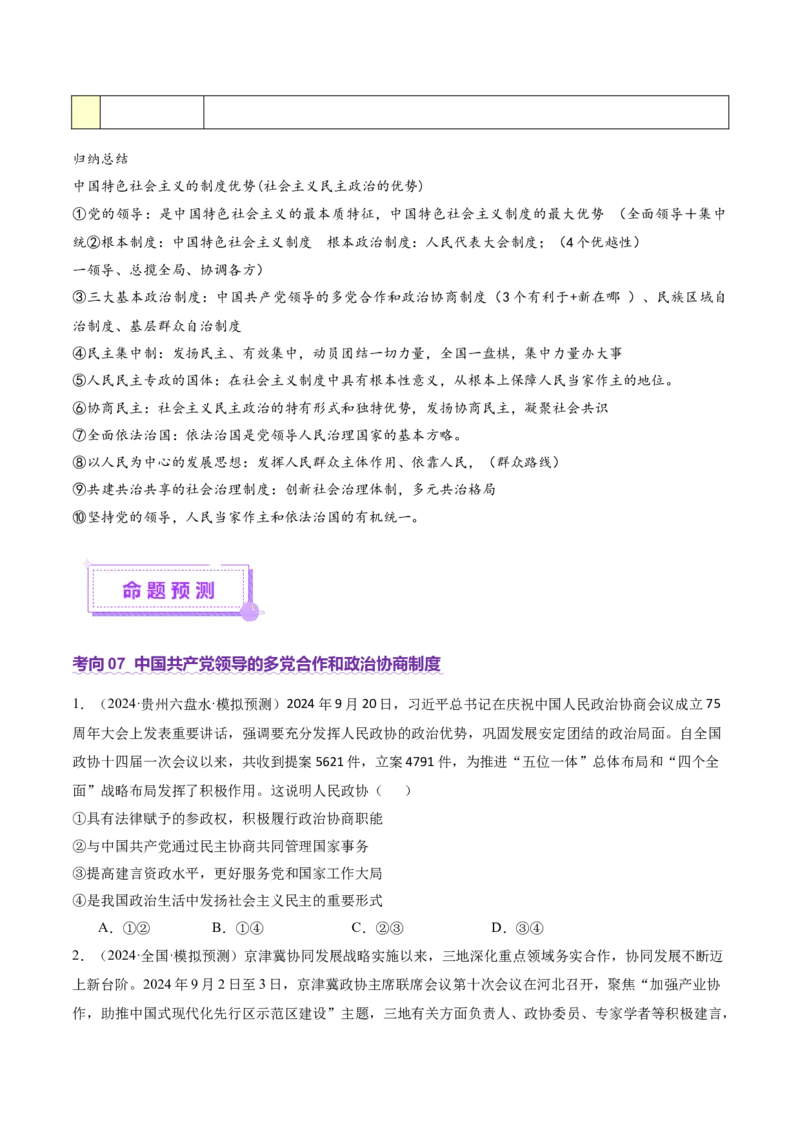 专题06人民当家作主（讲义）（原卷版）_42025年新高考资料_二轮复习_上好课2025年高考政治二轮复习讲练测（新高考通用）338376762