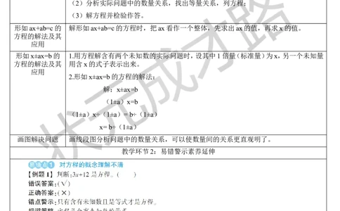 重点单元核心归纳与易错警示_1-6年级上册_数学5年级上册教学资源包_导学案新版_5简易方程