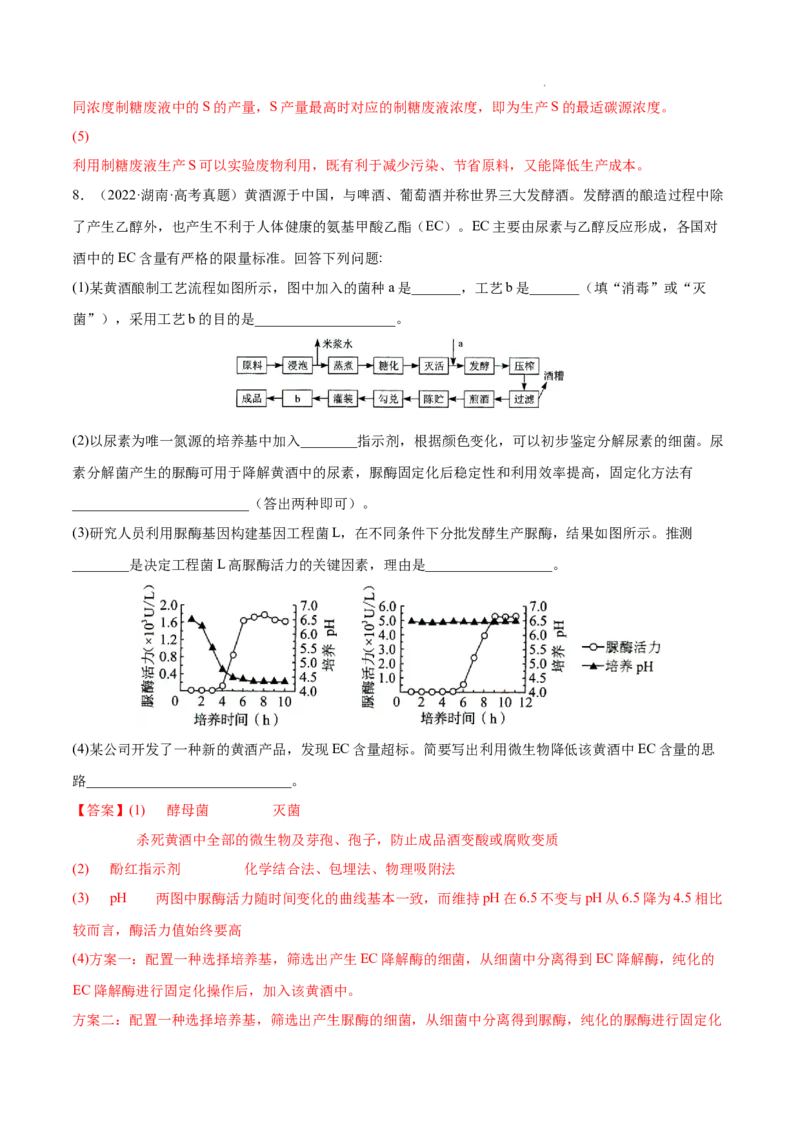专题13发酵工程-三年（2020-2022）高考真题生物分项汇编（全国通用）（解析版）_高考真题分类汇编(2012-2022)生物_高考真题分项汇编(2020-2022)生物