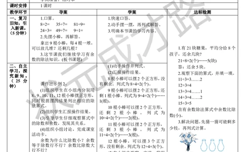 第2课时余数与除数的关系_1-6年级下册_R2数下新插图版_旧教材资源_R2数下教案+学案_导学案_6有余数的除法