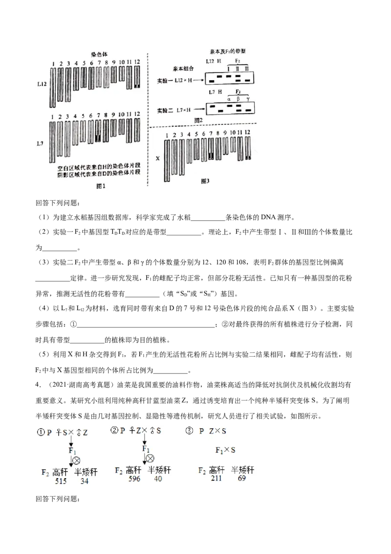 专题17遗传的基本定律综合-十年（2012-2021）高考生物真题分项汇编（全国通用）（原卷版）_高考真题分类汇编(2012-2022)生物_高考真题分项汇编(2012-2021)生物