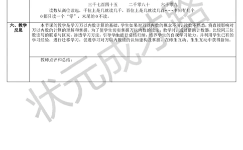 第5课时10000以内数的读法_1-6年级下册_R2数下新插图版_旧教材资源_R2数下教案+学案_导学案_7万以内数的认识
