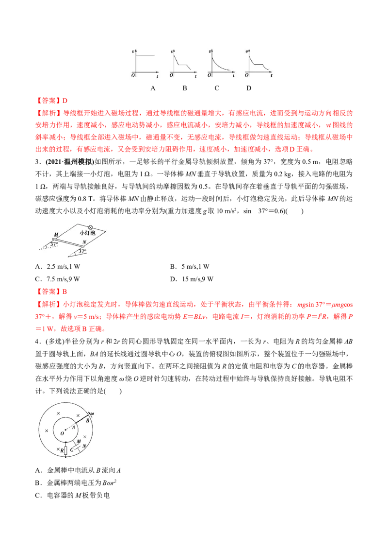 专题13.2电磁感应中的动力学问题、能量问题、动量问题练解析版_新高考复习资料_2022年新高考复习资料_2022年高考物理一轮复习讲练测（新教材新高考）