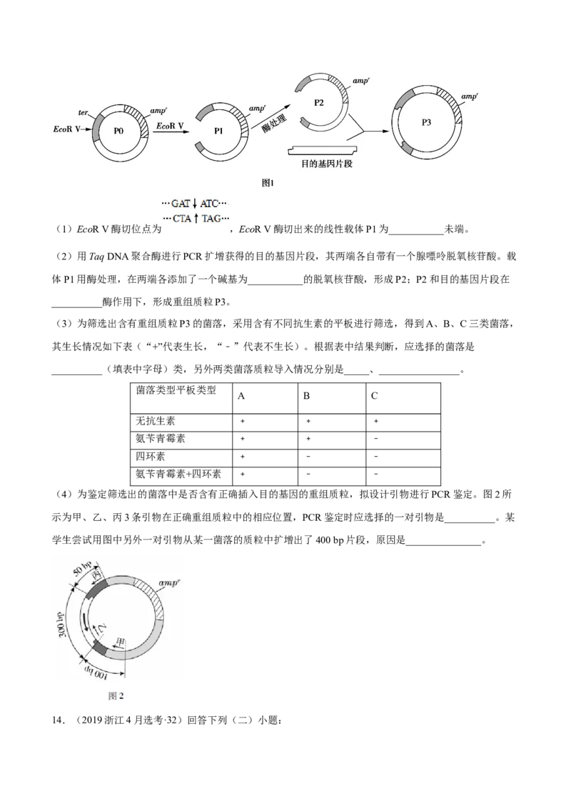专题12现代生物科技专题-十年（2012-2021）高考生物真题分项汇编（全国通用）（原卷版）_高考真题分类汇编(2012-2022)生物_高考真题分项汇编(2012-2021)生物