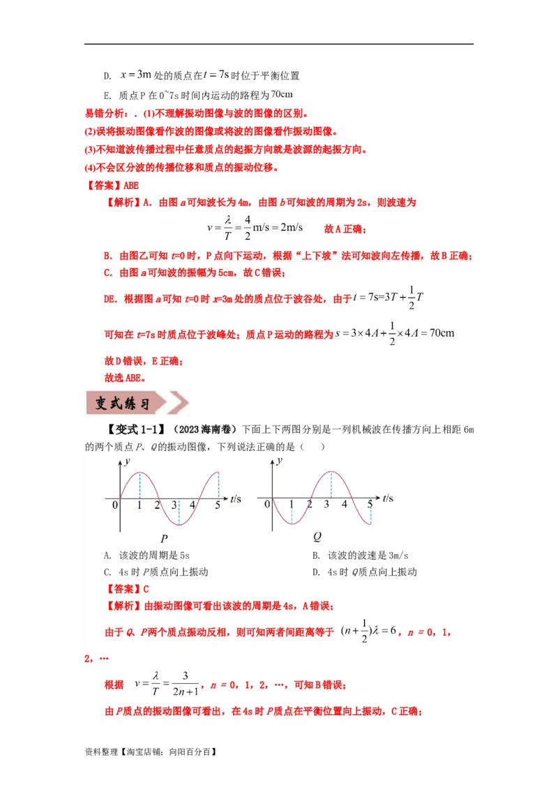 易错点08振动和波.（3大陷阱）-备战2024年高考物理考试易错题（解析版）docx_新高考复习资料_2024新高考复习资料_专项复习资料_备战2024年高考物理考试易错题（新高考专用）