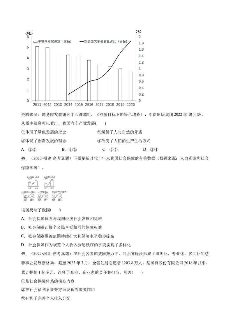 必刷题高考真题必修2《经济与社会》（原卷版）_42025年新高考资料_专项复习_2025年高考政治分册专项复习（新教材新高考）