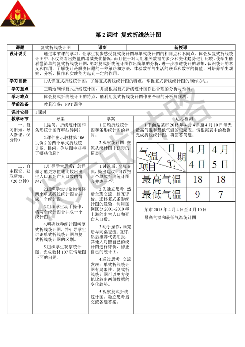 第2课时复式折线统计图_1-6年级下册_R5数下新插图版_R5数下教案+学案_导学案_7折线统计图