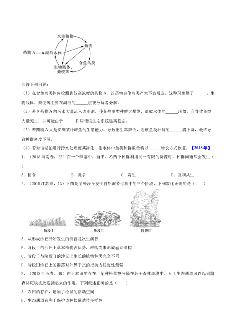 专题10种群和群落及生态系统-十年（2012-2021）高考生物真题分项汇编（全国通用）（原卷版）_高考真题分类汇编(2012-2022)生物_高考真题分项汇编(2012-2021)生物