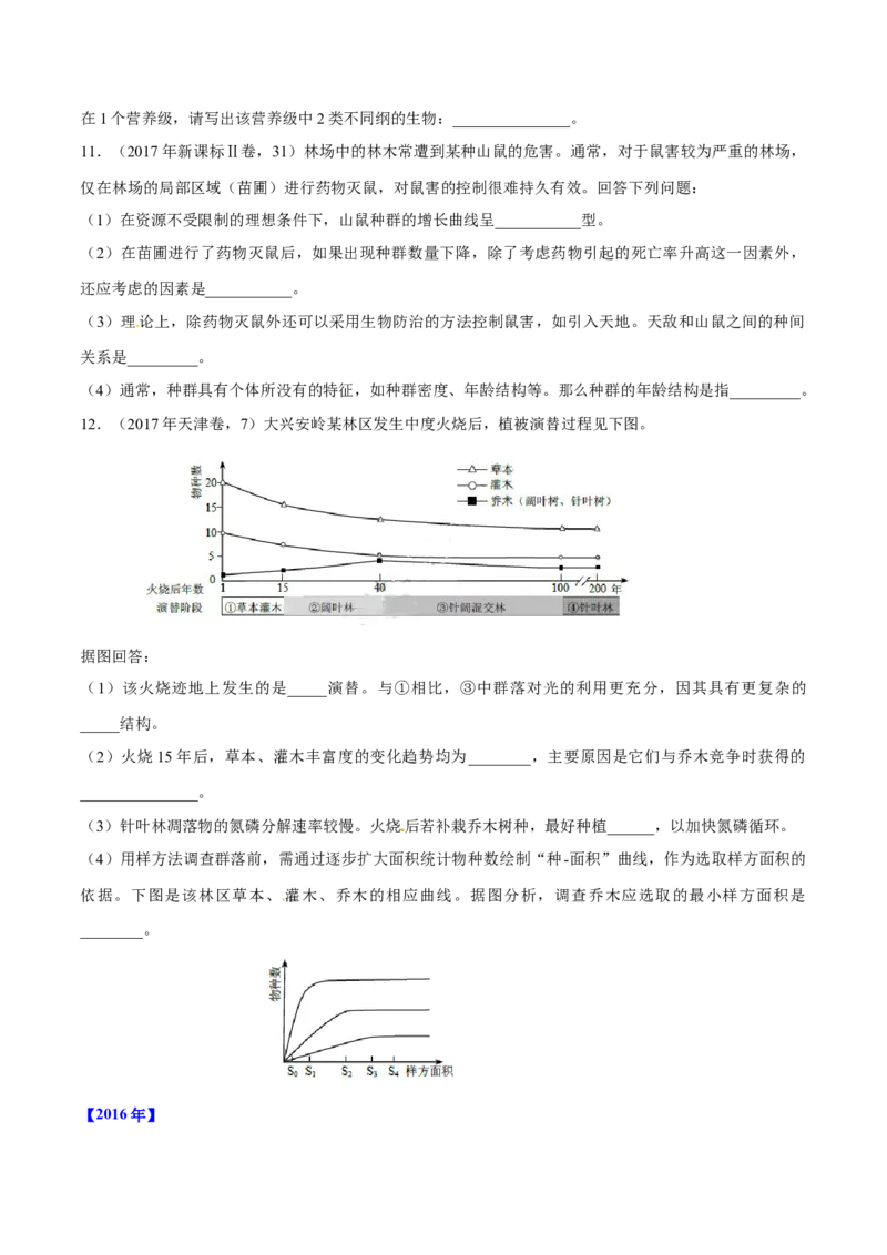 专题10种群和群落及生态系统-十年（2012-2021）高考生物真题分项汇编（全国通用）（原卷版）_高考真题分类汇编(2012-2022)生物_高考真题分项汇编(2012-2021)生物