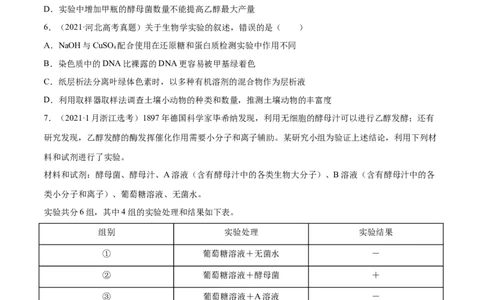 专题13实验与探究-十年（2012-2021）高考生物真题分项汇编（全国通用）（原卷版）_高考真题分类汇编(2012-2022)生物_高考真题分项汇编(2012-2021)生物
