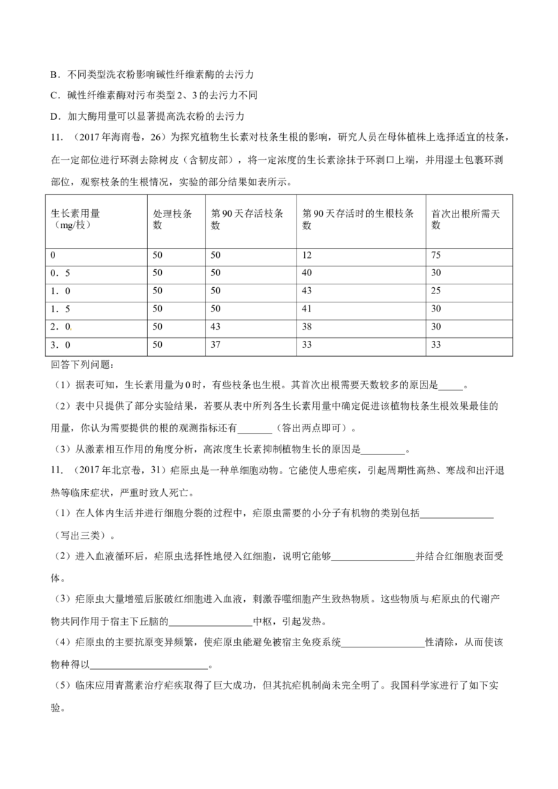 专题13实验与探究-十年（2012-2021）高考生物真题分项汇编（全国通用）（原卷版）_高考真题分类汇编(2012-2022)生物_高考真题分项汇编(2012-2021)生物