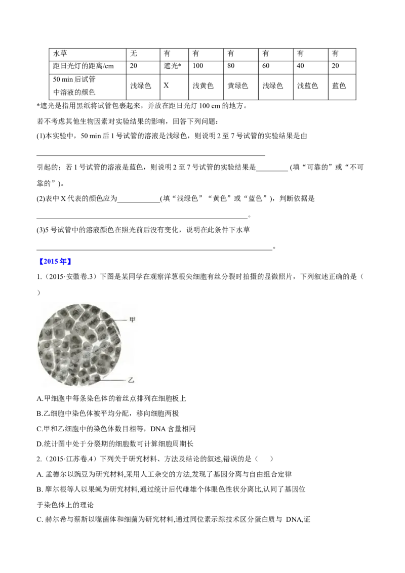 专题13实验与探究-十年（2012-2021）高考生物真题分项汇编（全国通用）（原卷版）_高考真题分类汇编(2012-2022)生物_高考真题分项汇编(2012-2021)生物