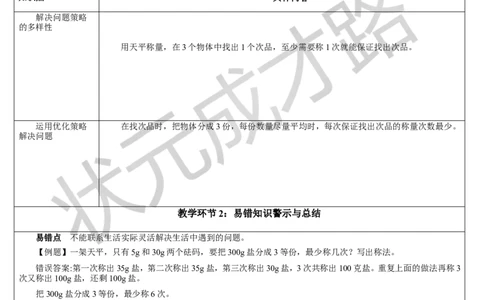 单元知识归纳与易错警示_1-6年级下册_R5数下新插图版_R5数下教案+学案_导学案_8数学广角&mdash;&mdash;找次品