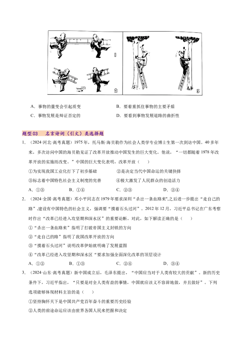 专题一客观题解题妙招（练习）（原卷版）_42025年新高考资料_二轮复习_上好课2025年高考政治二轮复习讲练测（新高考通用）338376762_第二部分题型突破