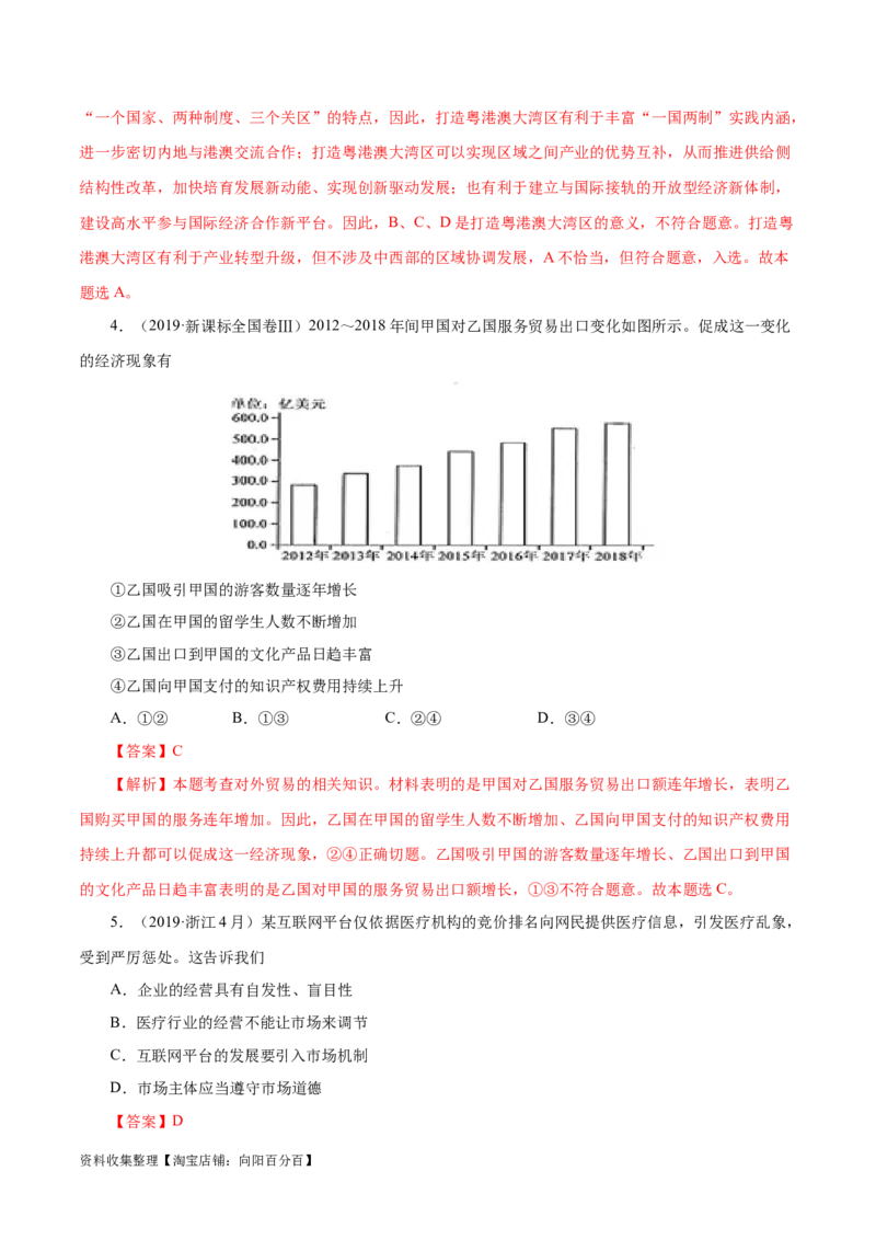专题04发展社会主义市场经济-学易金卷：五年（2019-2023）高考政治真题分项汇编（解析版）_通用版（老高考）复习资料_2024年复习资料