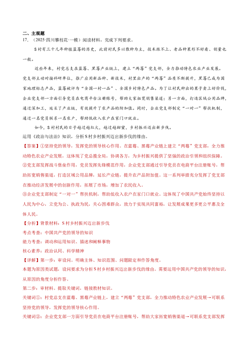 专题05中国的领导（练习）（解析版）_42025年新高考资料_二轮复习_上好课2025年高考政治二轮复习讲练测（新高考通用）338376762