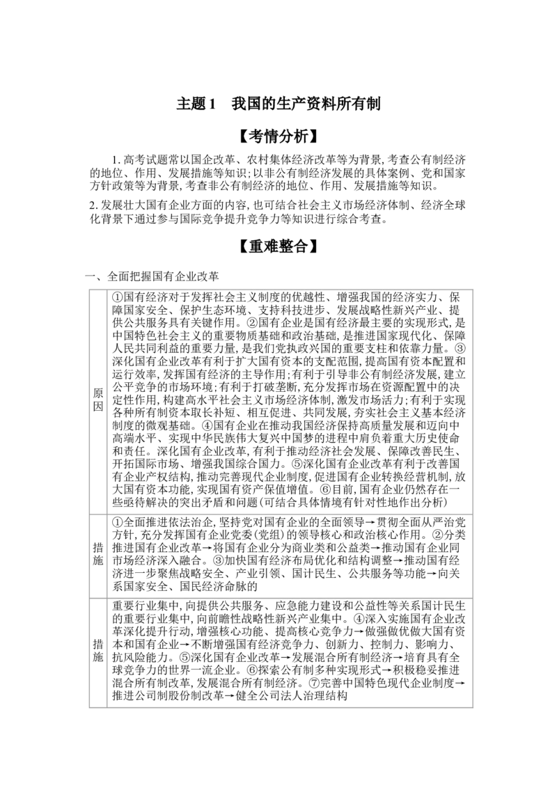 2025高考政治二轮复习专题练习：专题二我国的基本经济制度（含解析）_42025年新高考资料_二轮复习_2025高考政治二轮复习专题练习