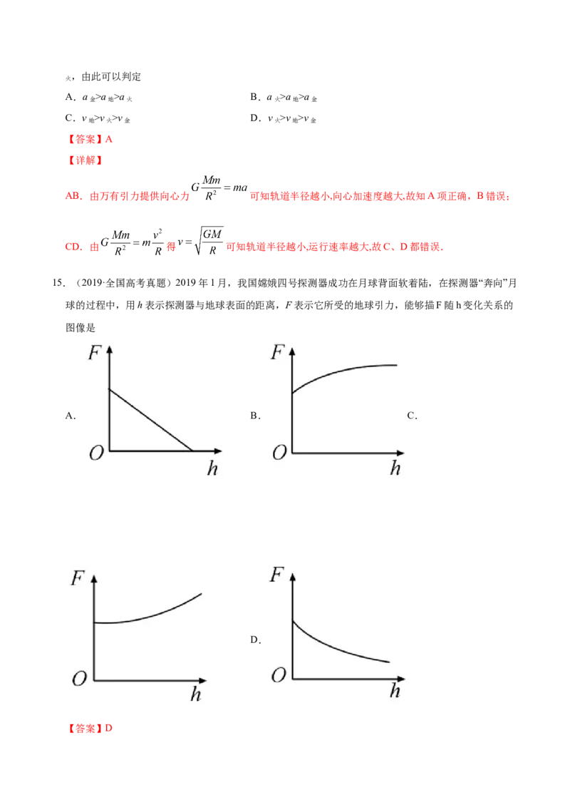 解密05万有引力与航天（解析版）-高频考点解密2021年高考物理二轮复习讲义+分层训练_新高考复习资料_2021年新高考资料_高频考点解密2021年高考物理二轮复习讲义+分层训练