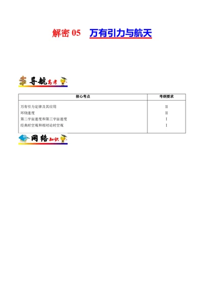 解密05万有引力与航天（解析版）-高频考点解密2021年高考物理二轮复习讲义+分层训练_新高考复习资料_2021年新高考资料_高频考点解密2021年高考物理二轮复习讲义+分层训练