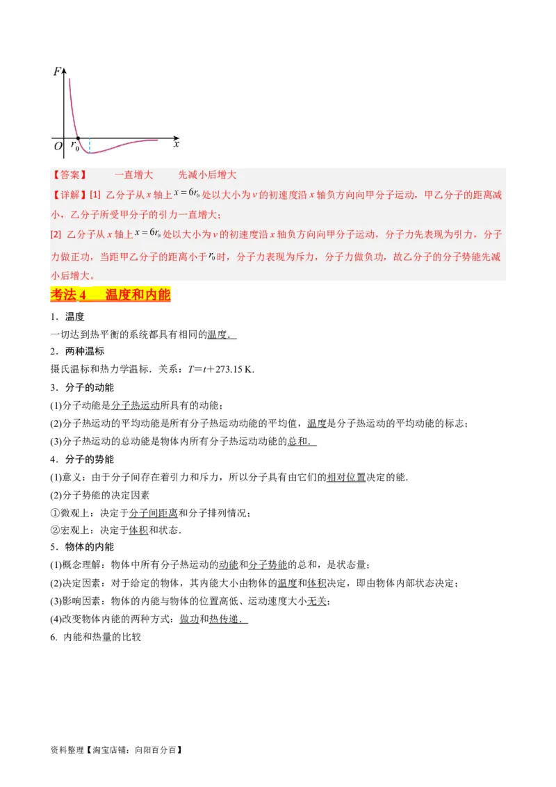 考点55分子动理论及内能（核心考点精讲+分层精练)解析版_新高考复习资料_2024新高考复习资料_一轮复习资料_完备战2024年高考物理一轮复习考点帮（新高考专用）