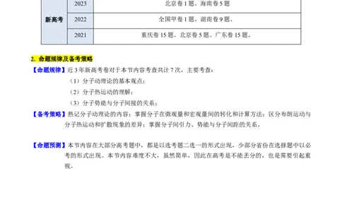考点55分子动理论及内能（核心考点精讲+分层精练)解析版_新高考复习资料_2024新高考复习资料_一轮复习资料_完备战2024年高考物理一轮复习考点帮（新高考专用）