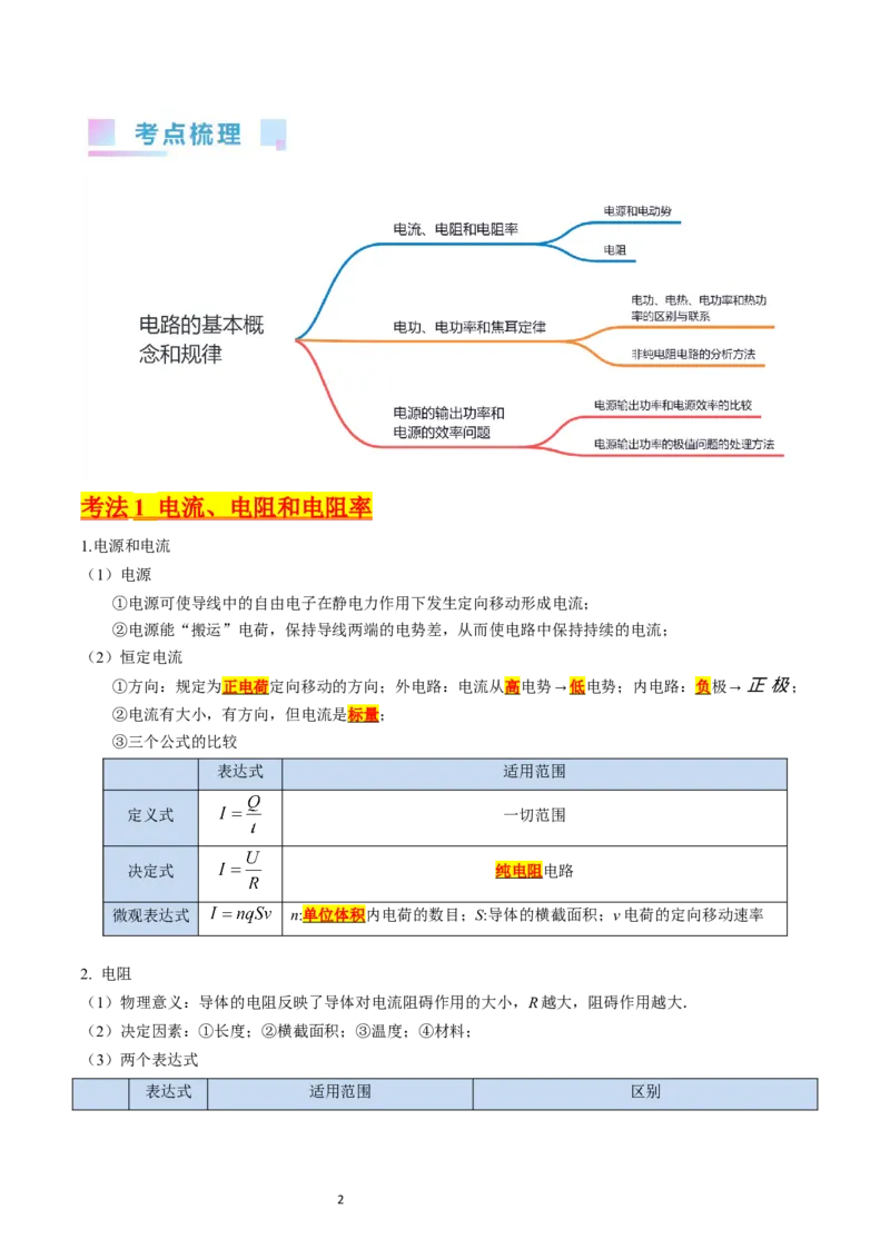 考点37电路的基本概念和规律（核心考点精讲+分层精练）（原卷版）_新高考复习资料_2024新高考复习资料_一轮复习资料_完备战2024年高考物理一轮复习考点帮（新高考专用）