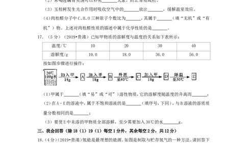 广西贵港市2019年中考化学真题试题（含解析）_5.2015-2025年中考化学_2.化学中考真题2015-2024年_2019中考真题卷（140份）