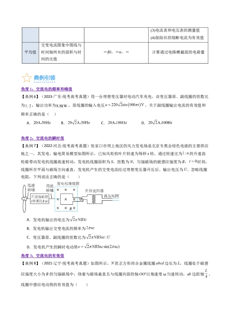 考点53交变电流的的产生与传播（核心考点精讲+分层精练)原卷版_新高考复习资料_2024新高考复习资料_一轮复习资料_完备战2024年高考物理一轮复习考点帮（新高考专用）