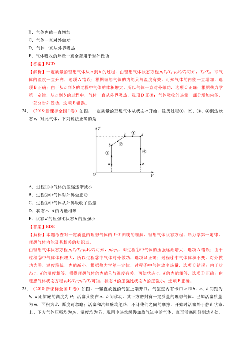 解密16热学（解析版）-高频考点解密2021年高考物理二轮复习讲义+分层训练_新高考复习资料_2021年新高考资料_高频考点解密2021年高考物理二轮复习讲义+分层训练