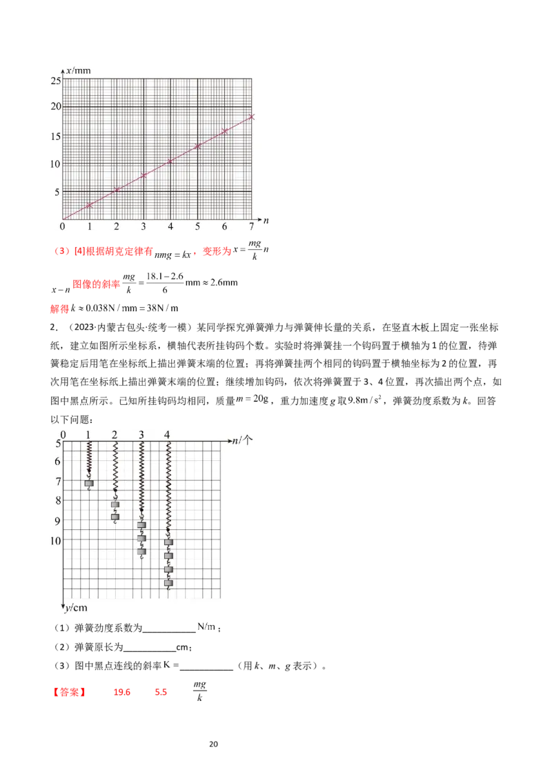考点08实验二探究弹簧弹力和形变量的关系（核心考点精讲精练）-备战2024年高考物理一轮复习考点帮（新高考专用）（解析版）_新高考复习资料_2024新高考复习资料_一轮复习资料