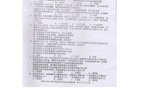 湖南省岳阳市2015年中考政治真题试题（扫描版，含解析）_7.2015-2025年中考道法_2.政治中考真题2015-2024年_2015年全国中考政治113份