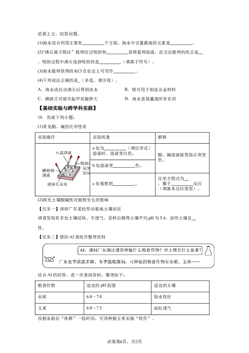 2025年广东省中考化学真题-A4答案卷尾_5.2015-2025年中考化学_5.2025各省市化学_广东