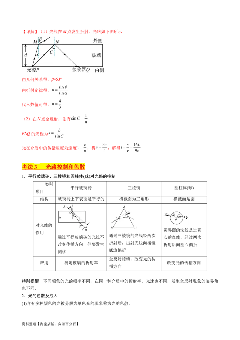考点59光的折射全反射（核心考点精讲+分层精练)解析版_新高考复习资料_2024新高考复习资料_一轮复习资料_完备战2024年高考物理一轮复习考点帮（新高考专用）