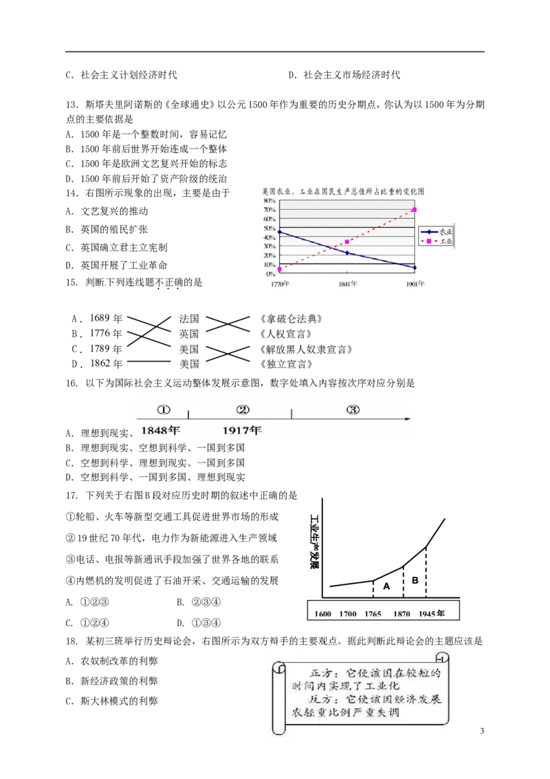 江苏省苏州市2015年中考历史真题试题（含答案）_6.2015-2025年中考历史_2.历史中考真题2015-2024年_2015年全国中考历史99份