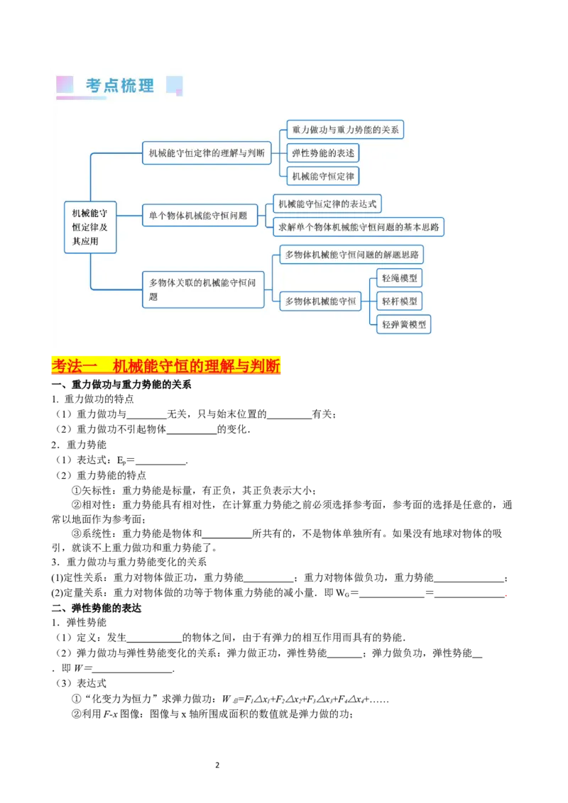 考点23机械能守恒定律及其应用（核心考点精讲精练）-备战2024年高考物理一轮复习考点帮（新高考专用）（原卷版）_新高考复习资料_2024新高考复习资料_一轮复习资料